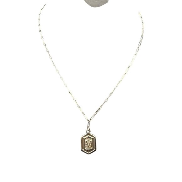 Sterling Forever  Rhodium plated Sterling Silver Chain Necklace Monogram "M" Pen - Picture 2 of 4